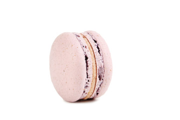 French pink macaron isolated on a white