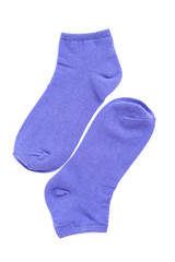 Blue socks isolated on a white