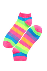 Colorful socks isolated on a white