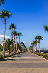 Coastline and promenade in Limassol, island Cyprus, Europe, Medi