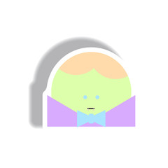 Vector illustration paper sticker Halloween icon Vampire Dracula