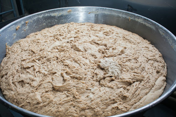 Huge mechanism for dough mixing at bakery