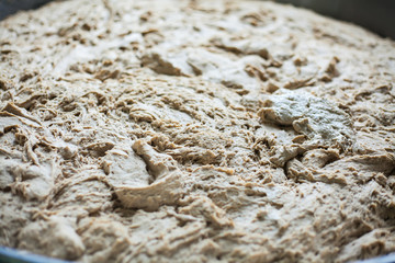 Huge mechanism for dough mixing at bakery