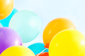 Colorful birthday balloons, closeup