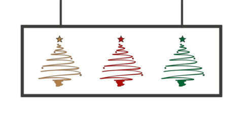 White And Grey Christmas Greeting Card With Modern Christmas Trees