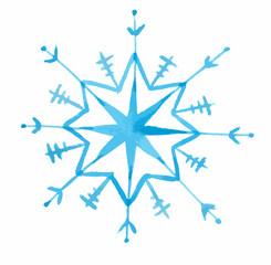 Isolated watercolor snowflake
