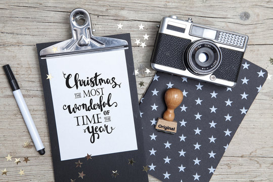 Creative Christmas Card with an old photo camera