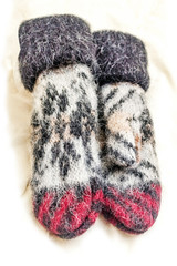 Warm knitted mittens