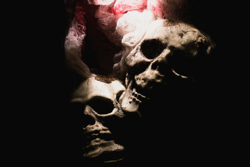 Skull Halloween in dark tone.