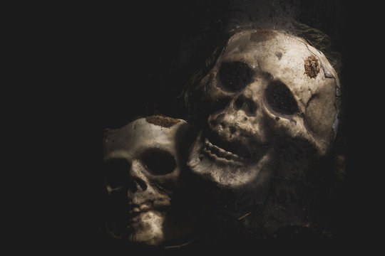 Skull Halloween in dark tone.