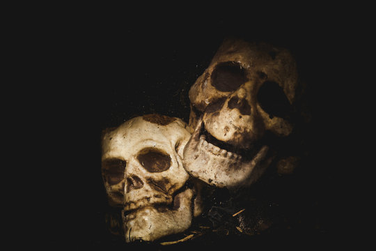 Skull Halloween in dark tone.