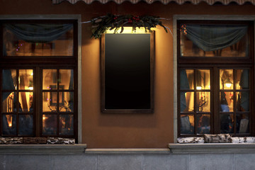 empty sign board for advertising text. christmas luxury decorate