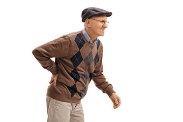 Elderly man experiencing back pain
