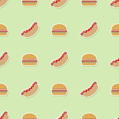 Seamless pattern with fastfood icons for your design