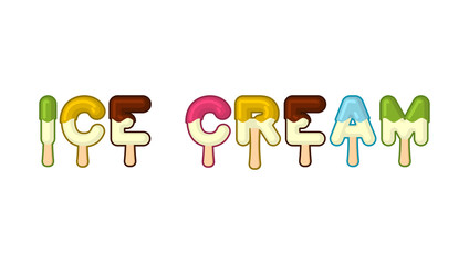 Ice cream typography. Popsicle alphabet. Cold sweets alphabet. F