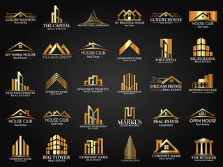 Mega Set and Big Group, Real Estate, Building and Construction Logo Vector Design