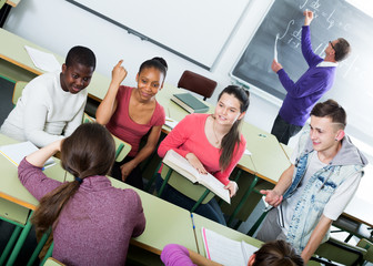 Students talking during a break