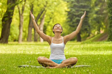 lifestyle concept - beautiful happy woman enjoying relax outdoor