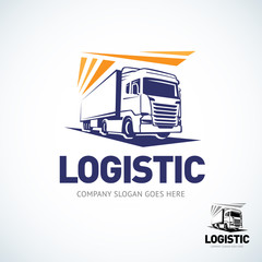 Truck logo template. Logistic trick logo. Isolated vector illustration.