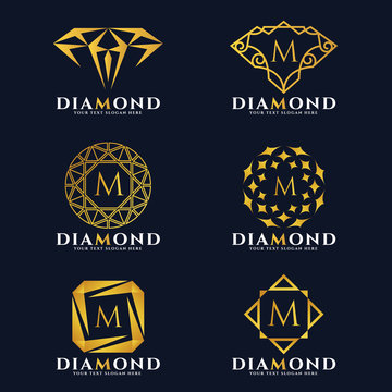 Gold Diamond and jewellery logo vector set design