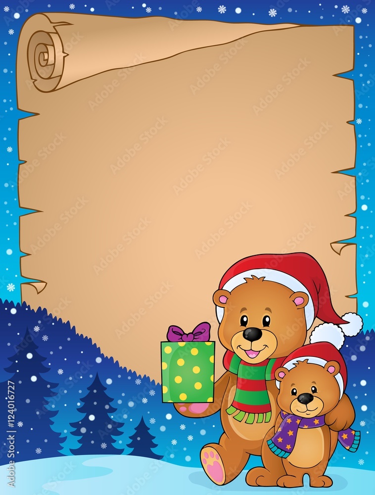 Poster parchment with christmas bears theme 1