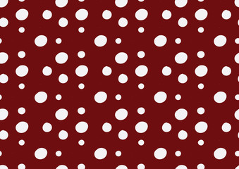 white polka dot in red background 