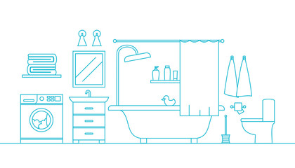 Outline vector illustration of a bathroom