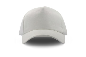 Closeup of the fashion white cap isolated on white background.