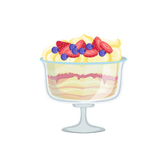 Dessert In Glass European Cuisine Food Menu Item Detailed Illustration