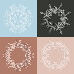 Set of beautiful ethnic, oriental ornaments. Stylized flowers. Vintage elements.