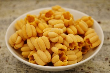 Pumpkin shaped orange pasta