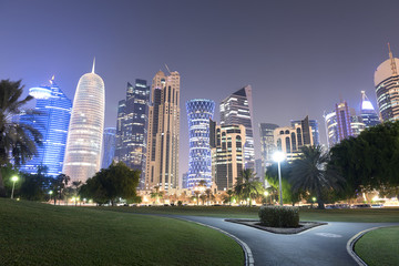 Fototapeta na wymiar Qatar Skyline at Night