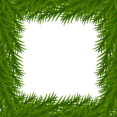 Fir tree branches frame. Happy New Year background.