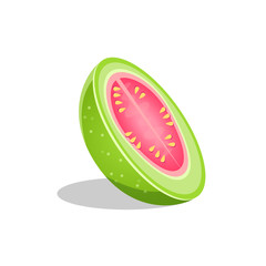 Pink Guava Fruit Cut In Half Bright Icon