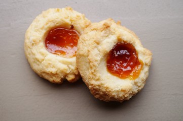 Homemade apricot jam thumbprint cookies
