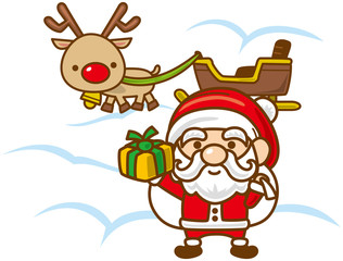 かわいいサンタとトナカイのイメージイラスト