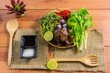 Healthy Food.Salad with cellophane noodles are a type of cuisine of Thailand.