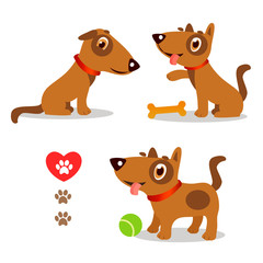 Dogs Funny And Sad. Cartoon Vector Set Illustrations On A White Background. Dogs Funny Faces. Dogs Funny Memes. Dogs Funny Moments.