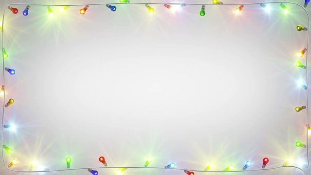 christmas light bulbs frame. computer generated seamless loop festive background. 4k (4096x2304)

