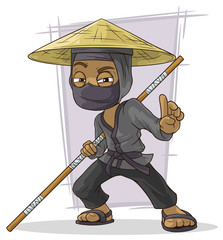 Cartoon black Asian ninja in mask © GB_Art