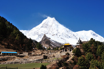 Berg Manaslu in Himalaya, Nepal