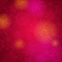Naklejka na ściany i meble Red christmas background with snowflakes and stars, vector illus