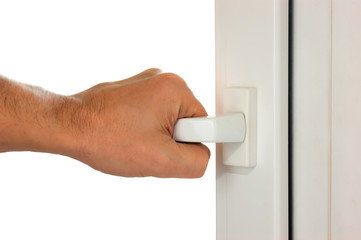 Naklejka premium hand opens a window