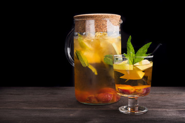 glass of apple cocktail beverage