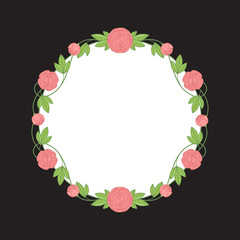 Vector floral wreath of crimson tulips for wedding invitations. Colorful illustration.