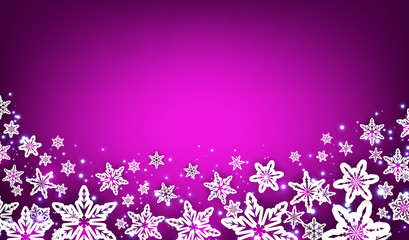 Purple winter background with snowflakes.