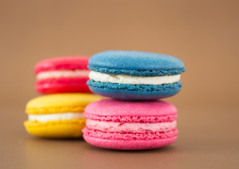 Fototapeta na wymiar Colorful Macaroon or macaron french sweet dessert