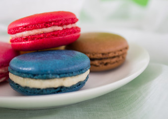 Colorful Macaroon or macaron french sweet dessert