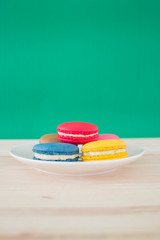 Colorful Macaroon or macaron french sweet dessert