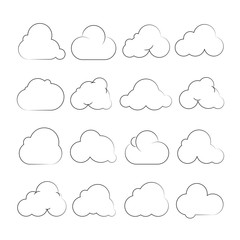 cloud icons, hand drawn cloud 